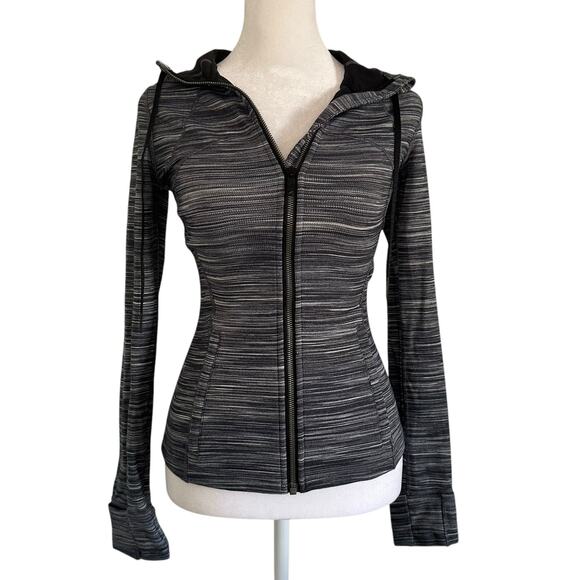 Lululemon gray striped zip up jacket size 4 - Picture 1 of 10